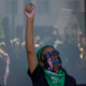 Black woman protesting